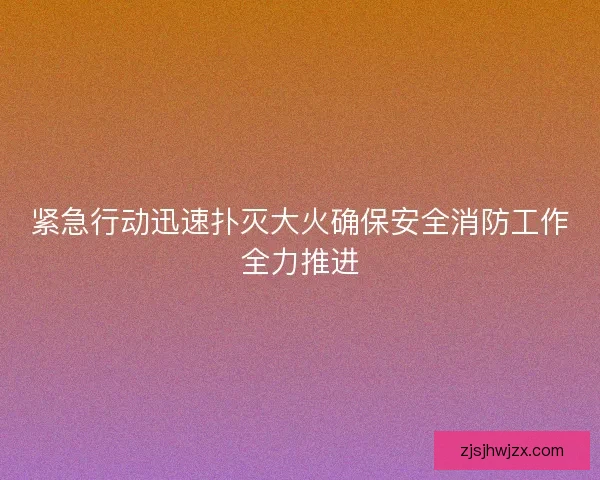 紧急行动迅速扑灭大火确保安全消防工作全力推进 紧急行动迅速扑灭大火确保安全消防工作全力推进