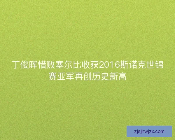 丁俊晖惜败塞尔比收获2016斯诺克世锦赛亚军再创历史新高