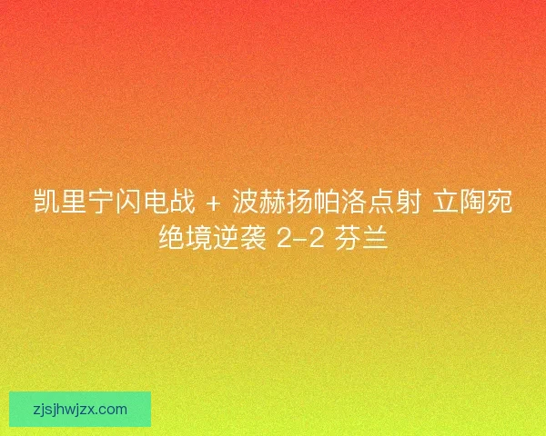 凯里宁闪电战 + 波赫扬帕洛点射 立陶宛绝境逆袭 2-2 芬兰